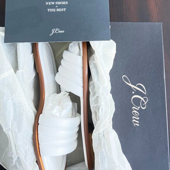 J. Crew Women's Sorrento White Leather Padded Slide Sandals Made in Italy 7 NIB - Picture 5 of 5
